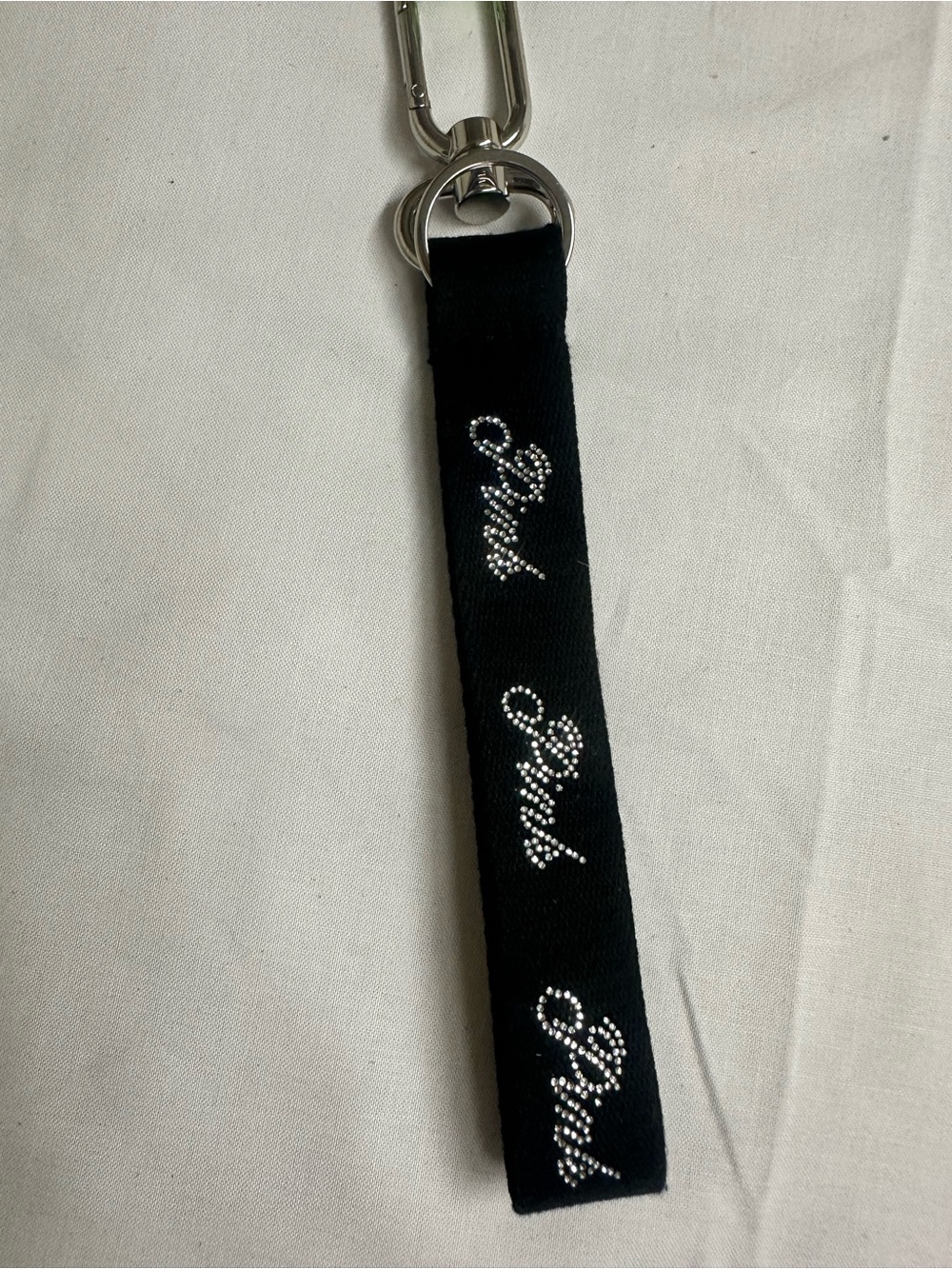 Victoria’s Secret Black Crystal Script Key Fob Strap